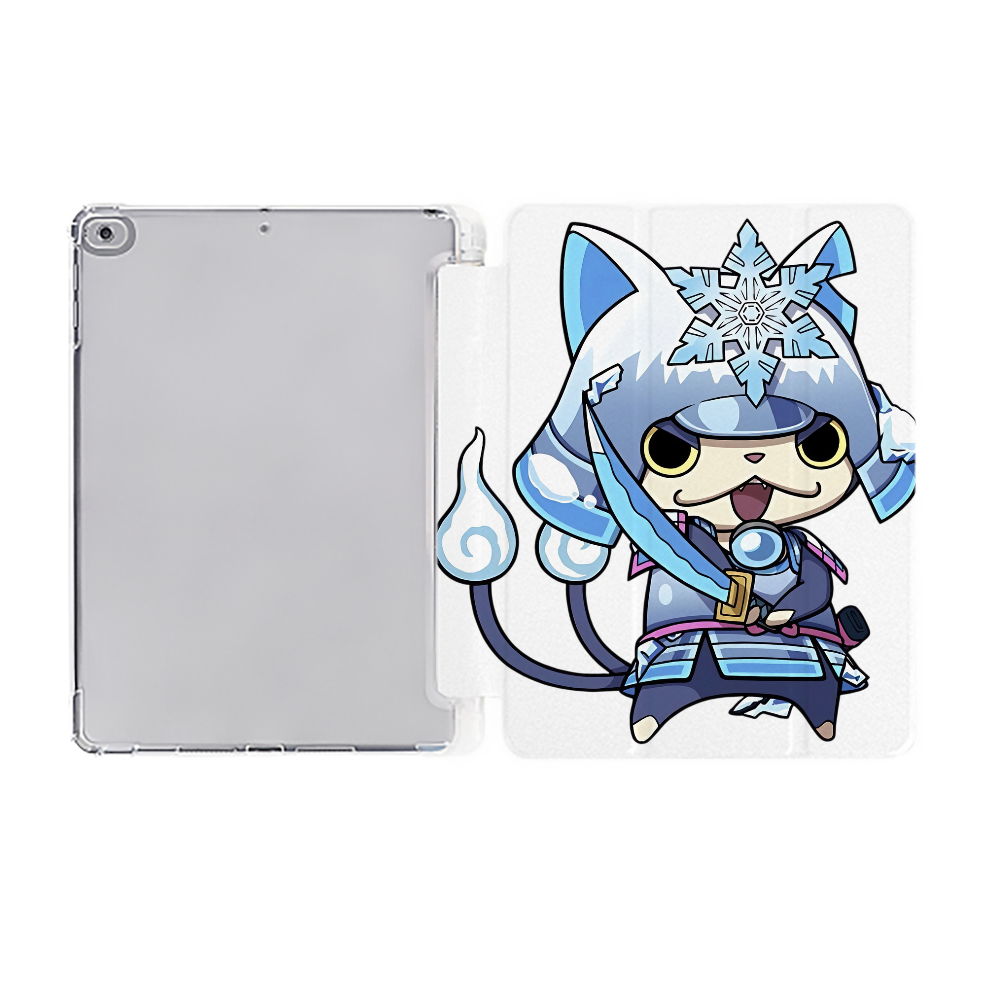 （画像用） 妖怪ウォッチ Yo-kai Watch IPad ケース ペン収納付き 三つ折りスタンド PUレザー×シリコン 対応機種9.5/10.5/10.9インチ